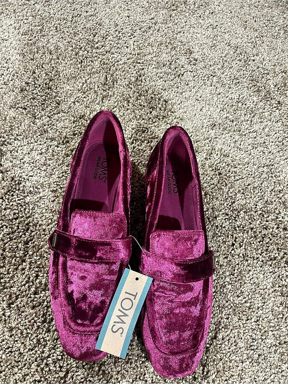 TOMS Lynette Loafer Velvet Flats Pink US 7.5